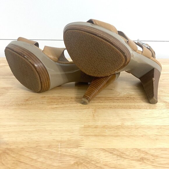 Michael Kors Tan Leather Carla Strappy Platform Heels, Women’s Size 6 - Picture 12 of 17